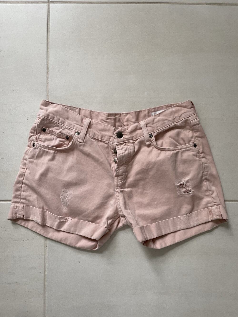 Anine Bing Shorts Cuffed Distressed Button Fly Mid Rise